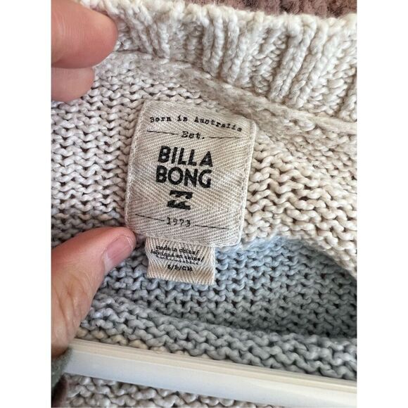 Billabong cream, light blue, brick mustard and pink striped sweater S - Picture 3 of 4